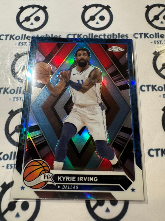 2023-24 NBA Topps Chrome Kyrie Irving Blue Basketball Refractor #3 Dallas