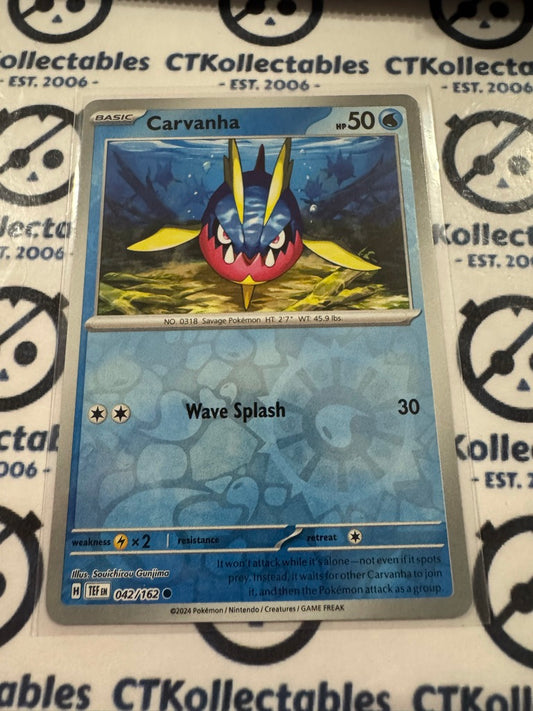Carvanha Reverse Holo Scarlet & Violet Temporal Forces # 042/162 Pokemon
