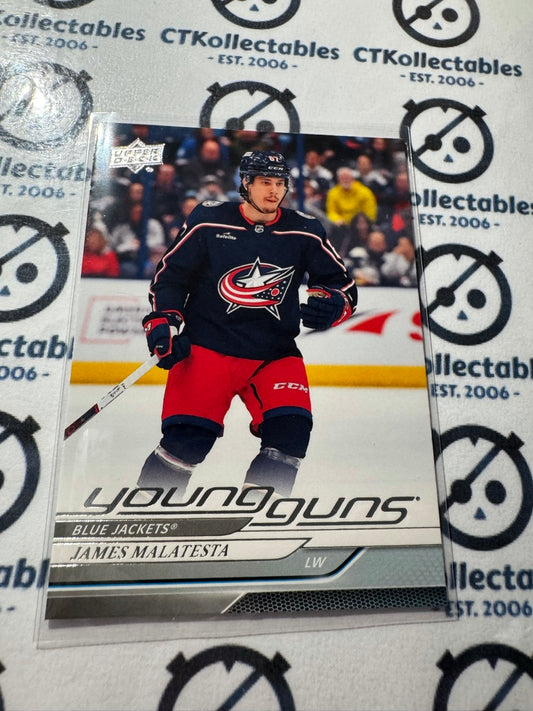 2024-25 Upper Deck Hockey Series 1 Young Guns James Malatesta #219 Blue Jackets