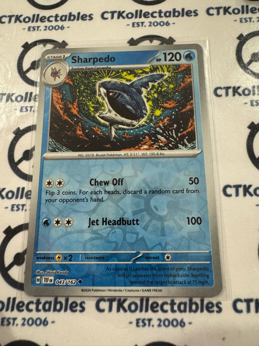 Sharpedo Reverse Holo Scarlet & Violet Temporal Forces # 043/162 Pokemon