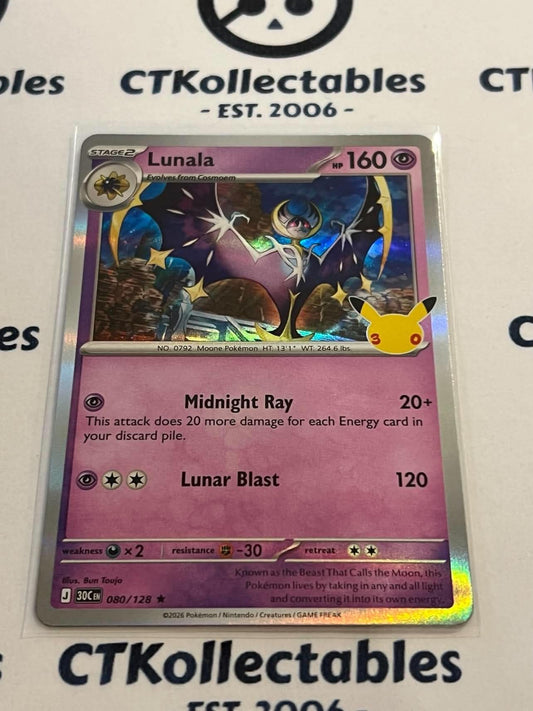 Lunala 080/128 Holo Foil ENG 30th Anniversary Celebration Pokemon TCG