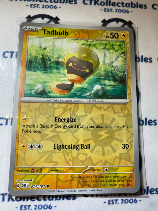 Tadbulb Reverse Holo #074/197 2023 Obsidian Flames Pokemon Card