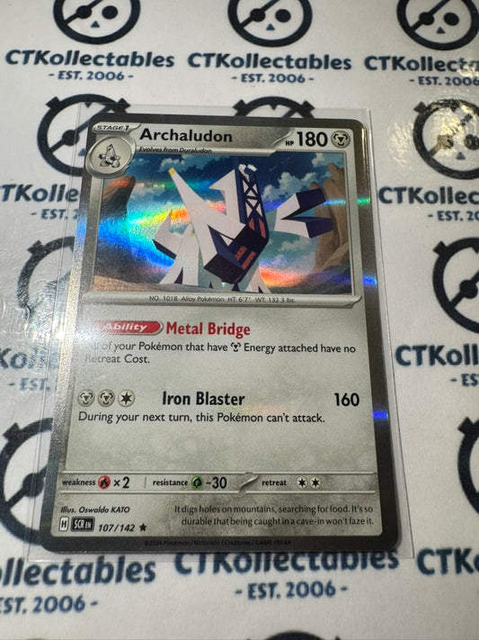 Archaludon Holo Rare #107/142 Stellar Crown Scarlet & Violet Pokemon