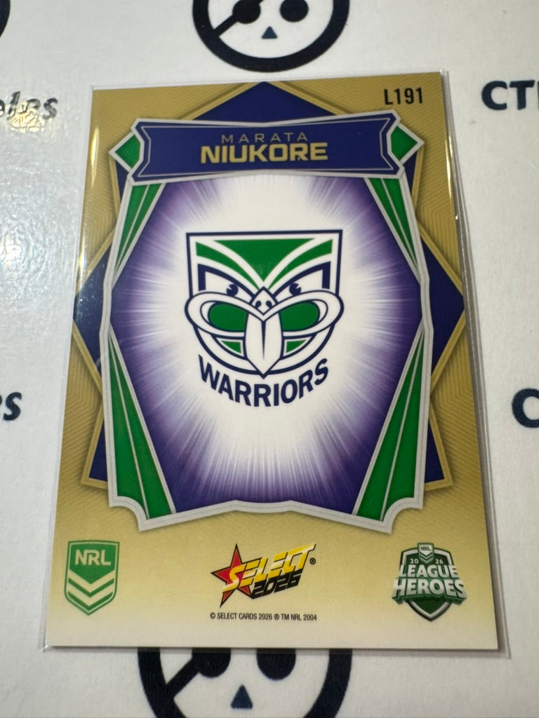 2026 Select NRL League Heroes Luminous Base #L191 Marata Niukore Warriors