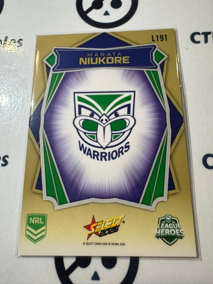 2026 Select NRL League Heroes Luminous Base #L191 Marata Niukore Warriors