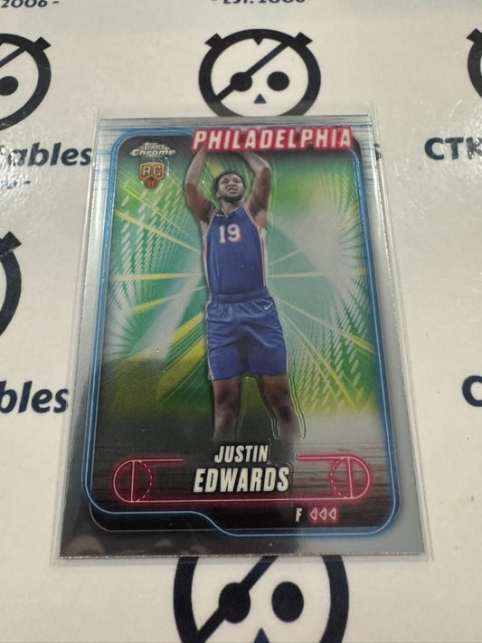2024/25 Topps NBA Chrome Justin Edwards Rookie Base #161 76ers