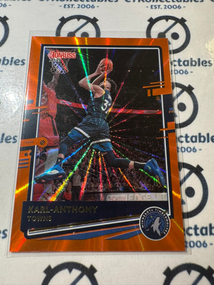 2020-21 NBA Panini Donruss Karl-Anthony Towns Orange Laser #20 Timberwolves