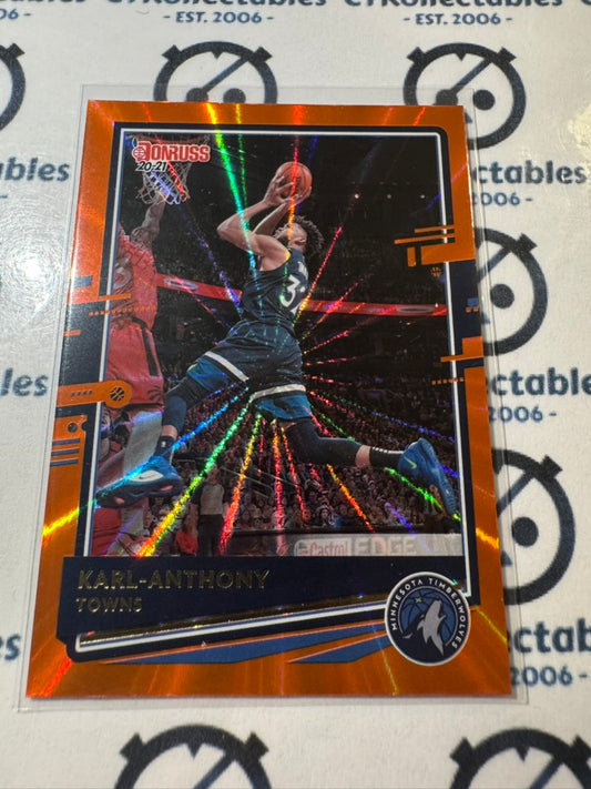 2020-21 NBA Panini Donruss Karl-Anthony Towns Orange Laser #20 Timberwolves