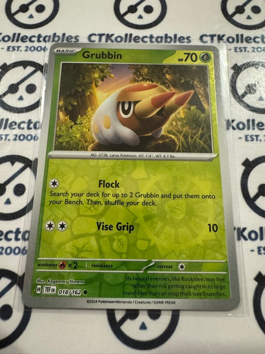 Grubbin Reverse Holo Scarlet & Violet Temporal Forces # 018/162 Pokemon