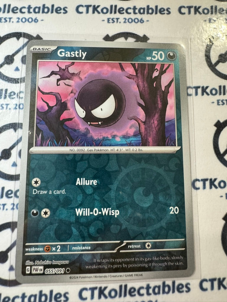 Gastly Reverse Holo #055/091 2024 Paldean Fates Pokemon Card