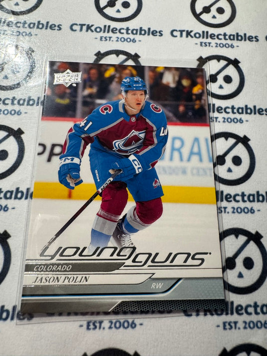 2024-25 Upper Deck Hockey Series 1 Young Guns Jason Polin #210 Avalanche