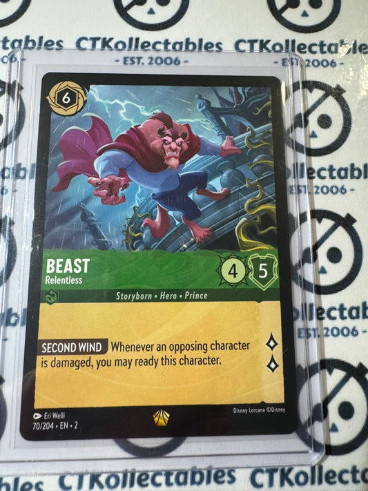 2024 Disney Lorcana Floodborn Non-Foil #70 Beast, Relentless – Legendary