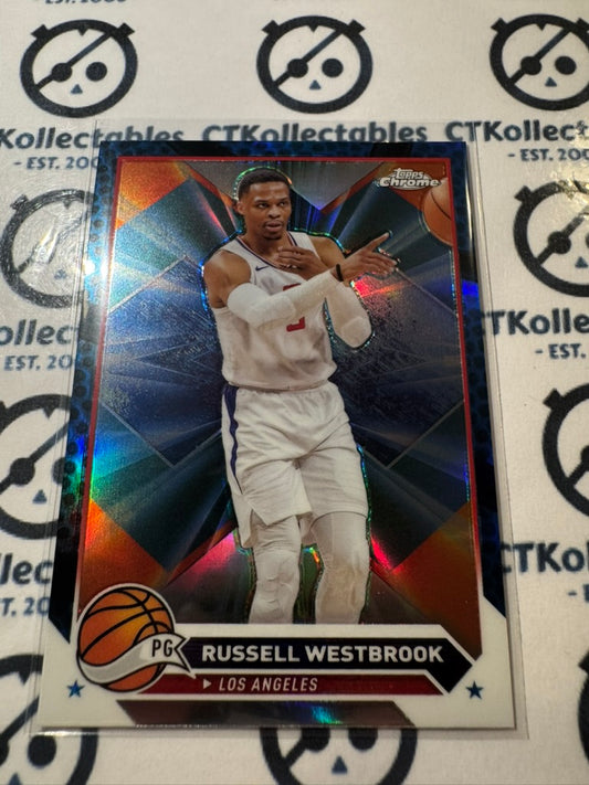 2023-24 NBA Topps Chrome Russell Westbrook Blue Basketball Refractor #110