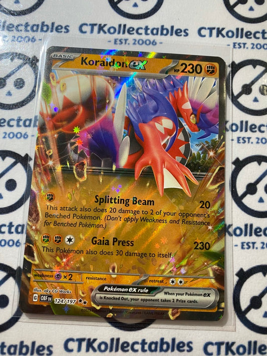 Koraidon EX Double Rare #124/197 2023 Obsidian Flames Pokemon Card