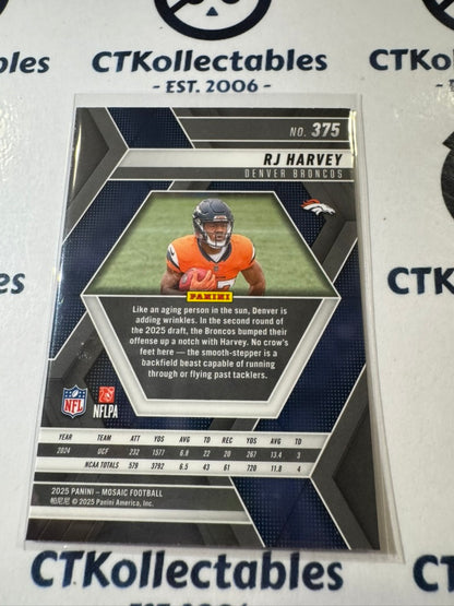 2025 NFL Panini Mosaic Rookie Card #375 Rj Harvey Broncos