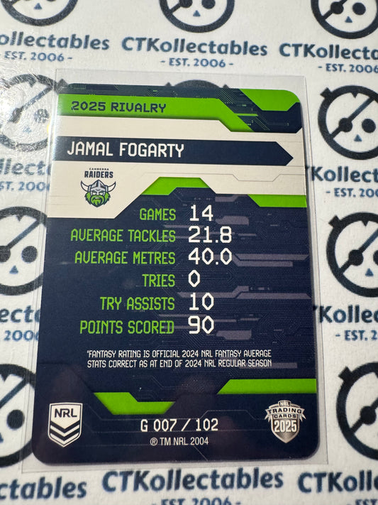 2025 NRL Rivalry Game Card Jamal Fogarty G007/102 Raiders