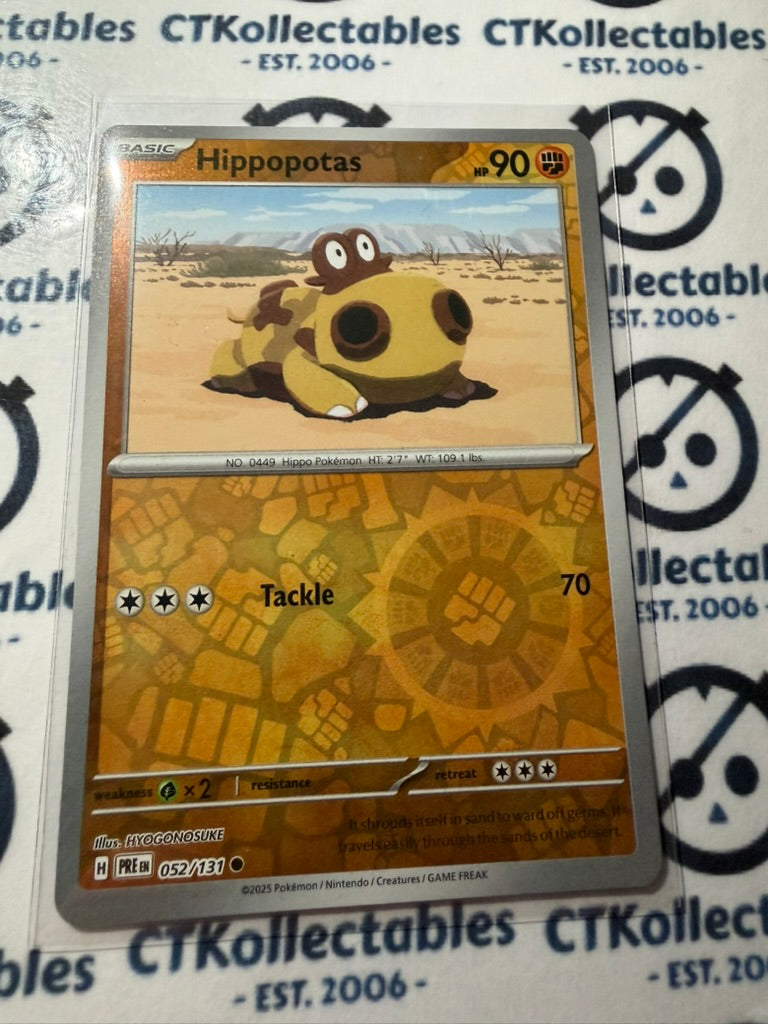 Hippopotas Reverse Holo #052/131 Prismatic Evolutions Pokemon Card