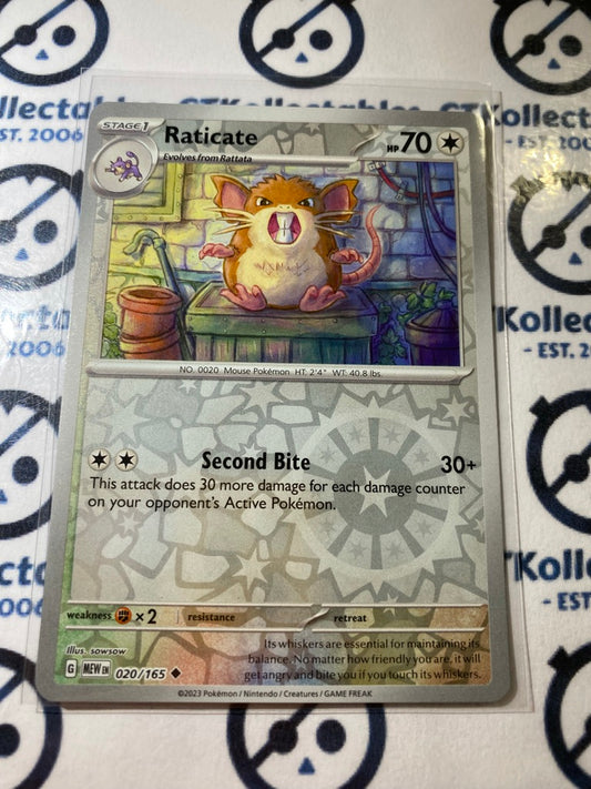 Raticate Reverse Holo #020/165 Scarlet & Violet 151 Pokemon Card