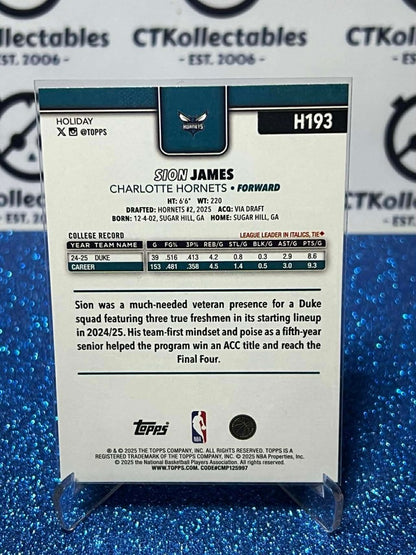 2025-26 Topps Holiday NBA #H193 Sion James Charlotte Hornets RC