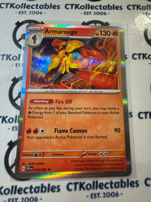 Armarouge Holo Rare #015/091 2024 Paldean Fates Pokemon Card