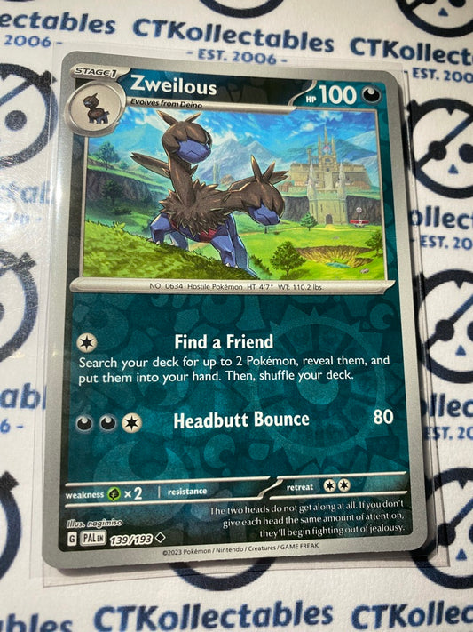 Zweilous Reverse Holo #139/193 2023 Paldea Evolved Pokemon Card