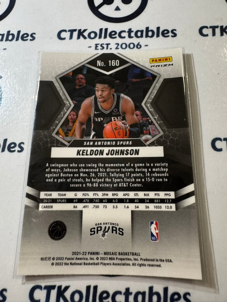 2021-22 Panini Nba Mosaic Keldon Johnson Green Prizm #160 Spurs