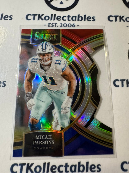 2023 NFL Panini Select Micah Parsons Premier Level Die Cut Red & Blue #126