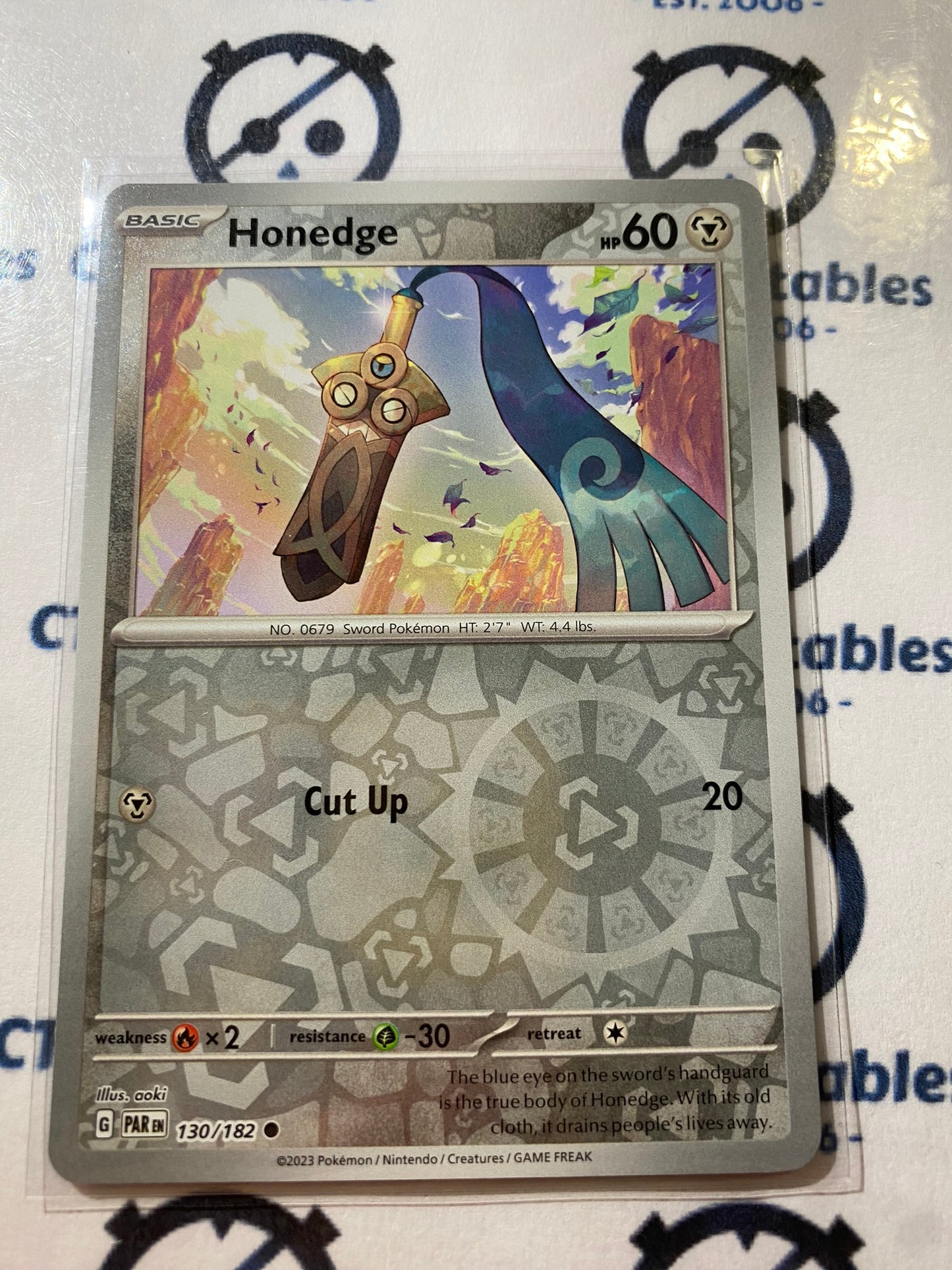 Honedge Reverse Holo #130/182 2023 Scarlet & Violet Paradox Rift Pokémon TCG