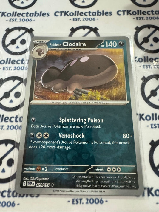 Paldean Clodsire Reverse Holo #129/197 2023 Obsidian Flames Pokemon Card