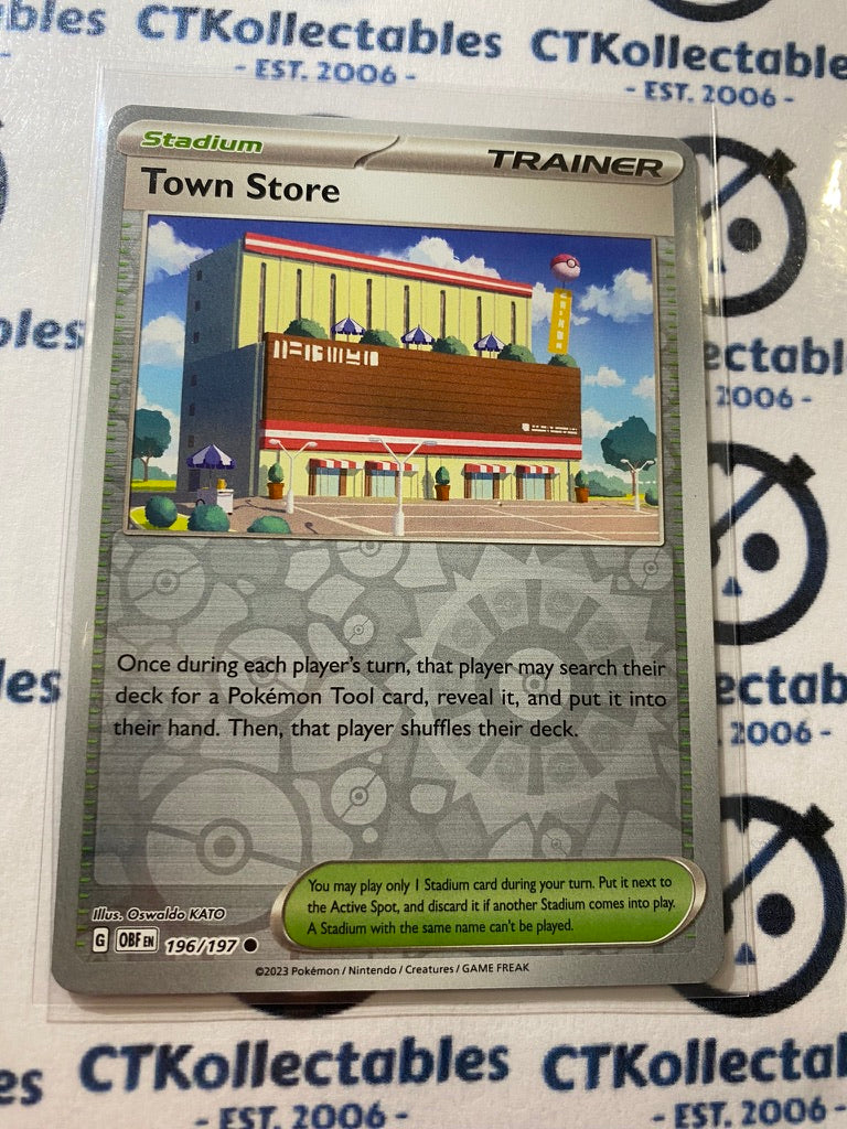 Town Store Trainer Reverse Holo #195/197 2023 Obsidian Flames Pokemon Card