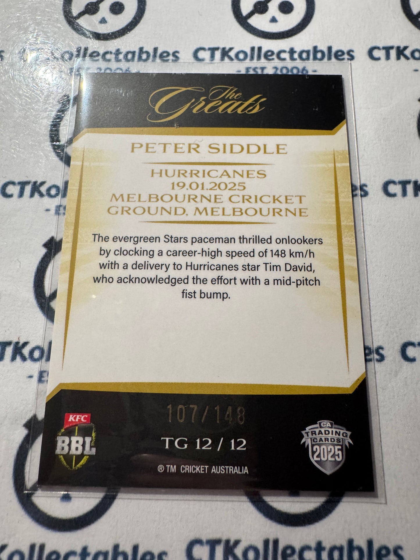 2025/26 CA Cricket Traders Peter Siddle The Greats #107/148 TG12/12