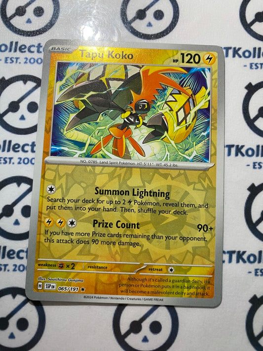 Tapu Koko Reverse Holo #065/191 Surging Sparks Pokémon TCG 2024