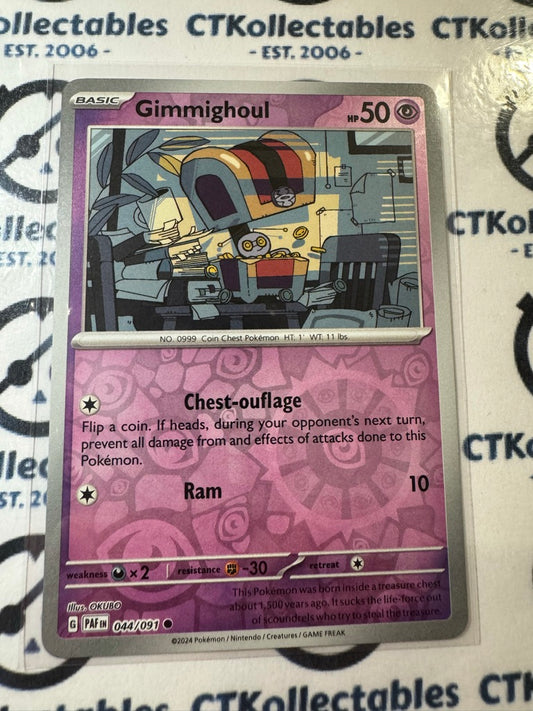 Gimmighoul Reverse Holo #044/091 2024 Paldean Fates Pokemon Card