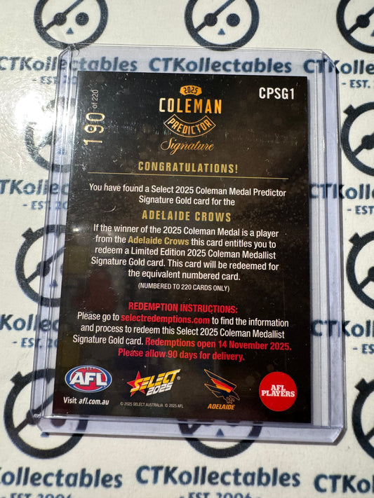 2025 AFL Footy Stars Coleman Predictor Adelaide Crows #CPSg1 #190/220