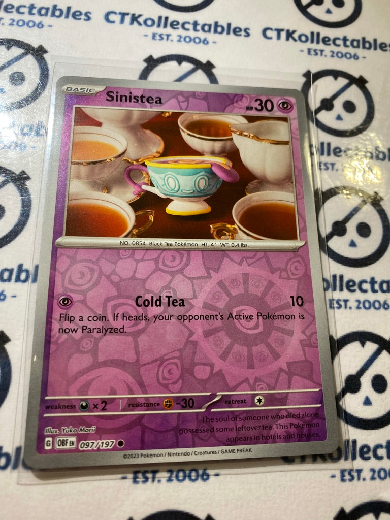 Sinistea Reverse Holo #097/197 2023 Obsidian Flames Pokemon Card