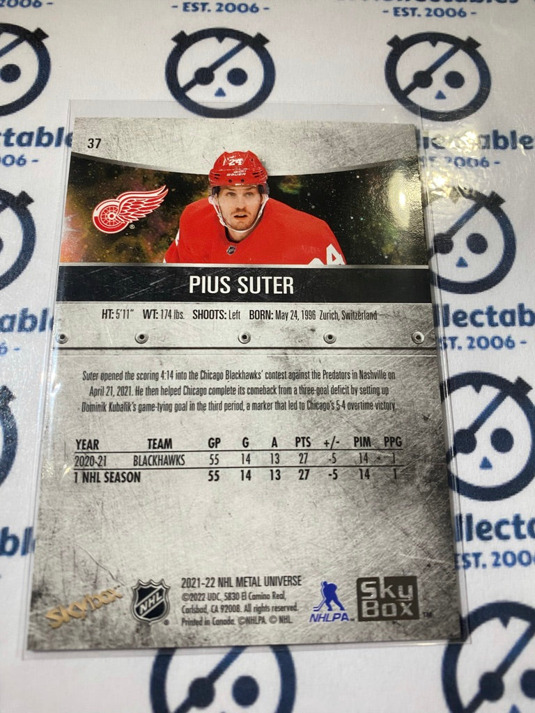 2021/22 Skybox NHL Metal Universe Pius Suter RC #37 Blackhawks