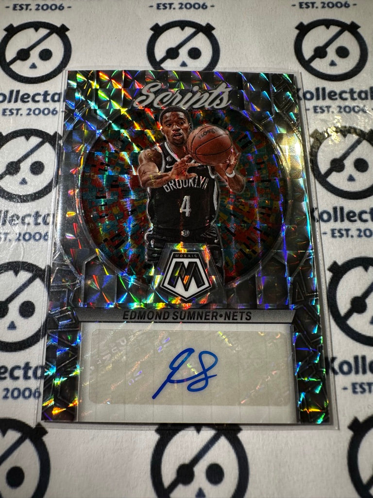 2022-23 Panini NBA Mosaic Edmond Sumner Scripts Auto Prizm #MS-SUM Nets