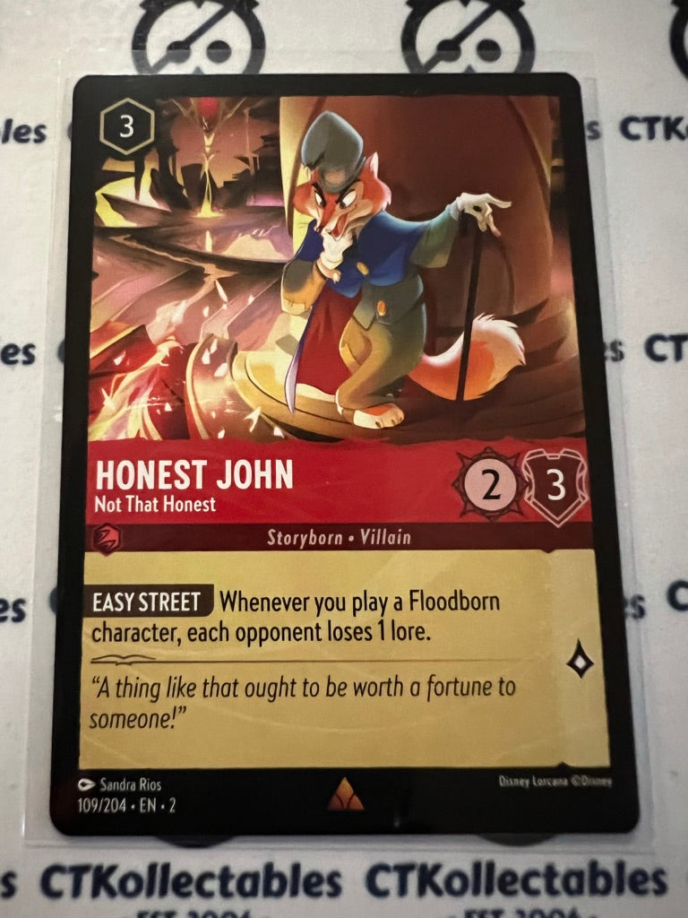 2024 Disney Lorcana Floodborn Non-Foil #109 Honest John, Not That Honest – Rare