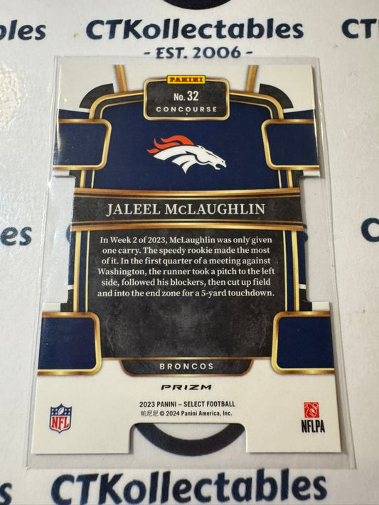2023 NFL Panini Select Jaleel McLaughlin Concourse Die Cut Red & Blue #32 RC