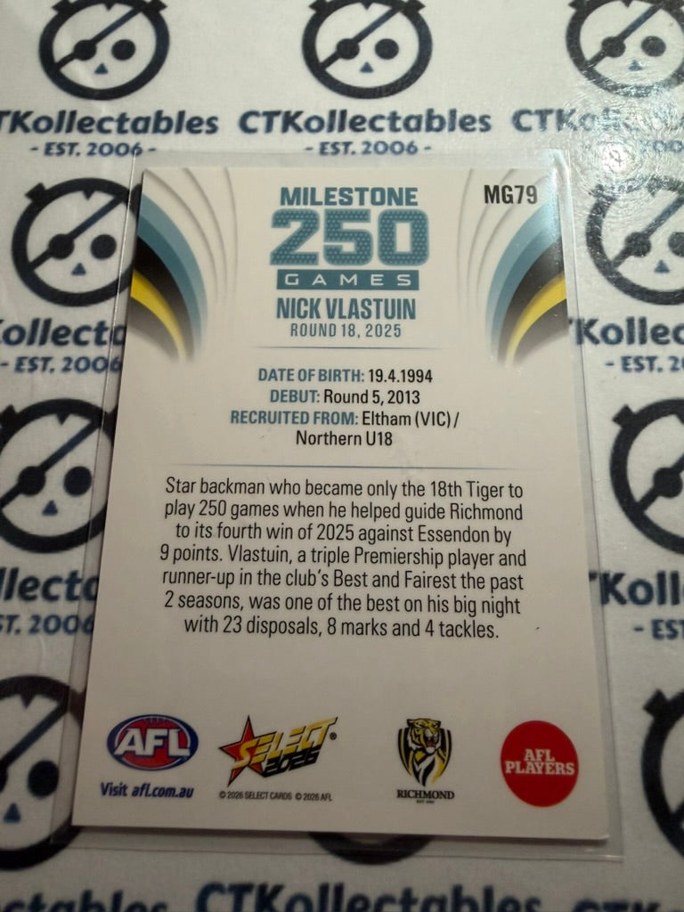 2026 Select AFL Footy Stars Milestone MG79 Nick Vlastuin Tigers