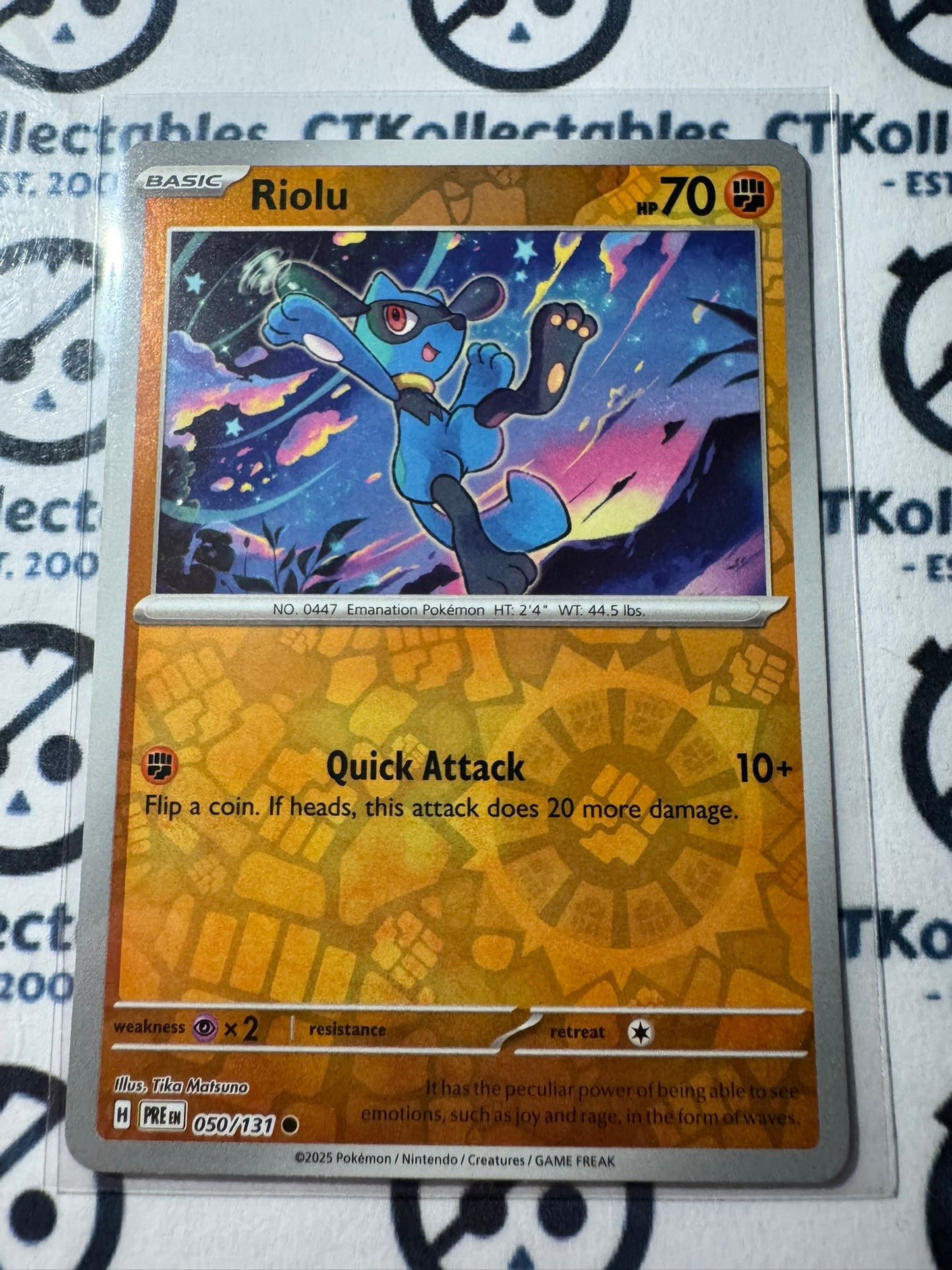 Riolu Reverse Holo #050/131 Prismatic Evolutions Pokemon Card
