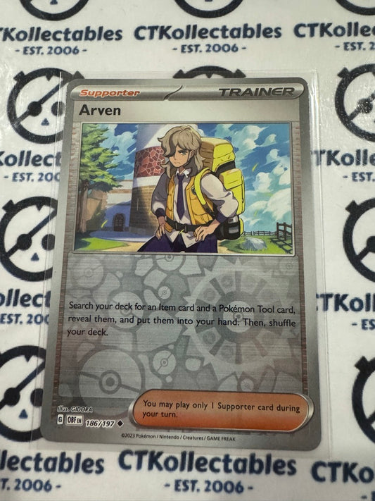 Arven Reverse Holo #186/197 2023 Obsidian Flames Pokemon Card