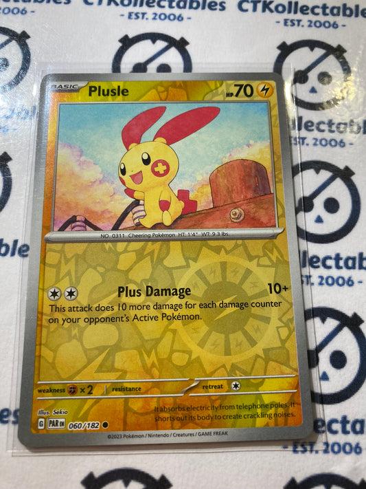 Plusle Reverse Holo #060/182 2023 Scarlet & Violet Paradox Rift Pokémon TCG