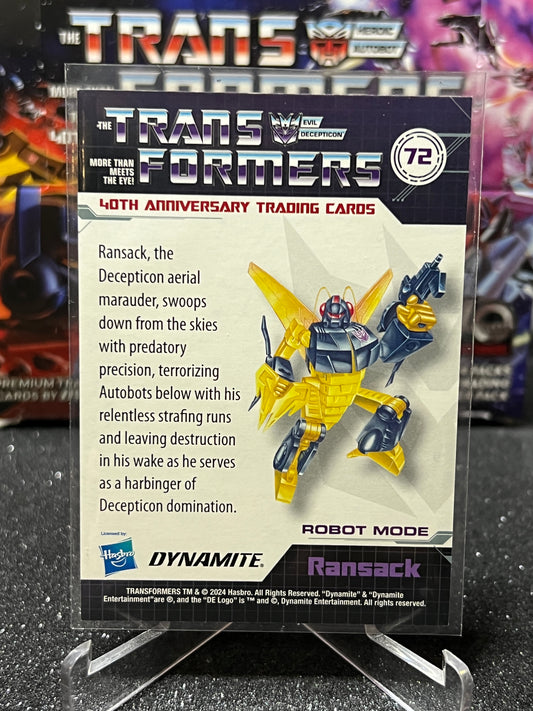 2024 TRANSFORMERS 40th ANNIVERSARY RANSACK  # 72  FOIL TRADING CARD