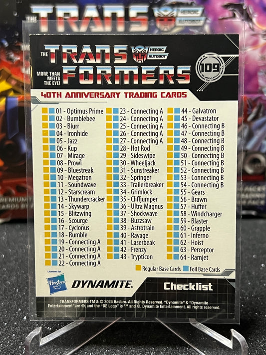 2024 TRANSFORMERS 40th ANNIVERSARY CHECKLIST  # 109 NON-FOIL TRADING CARD (Copy)