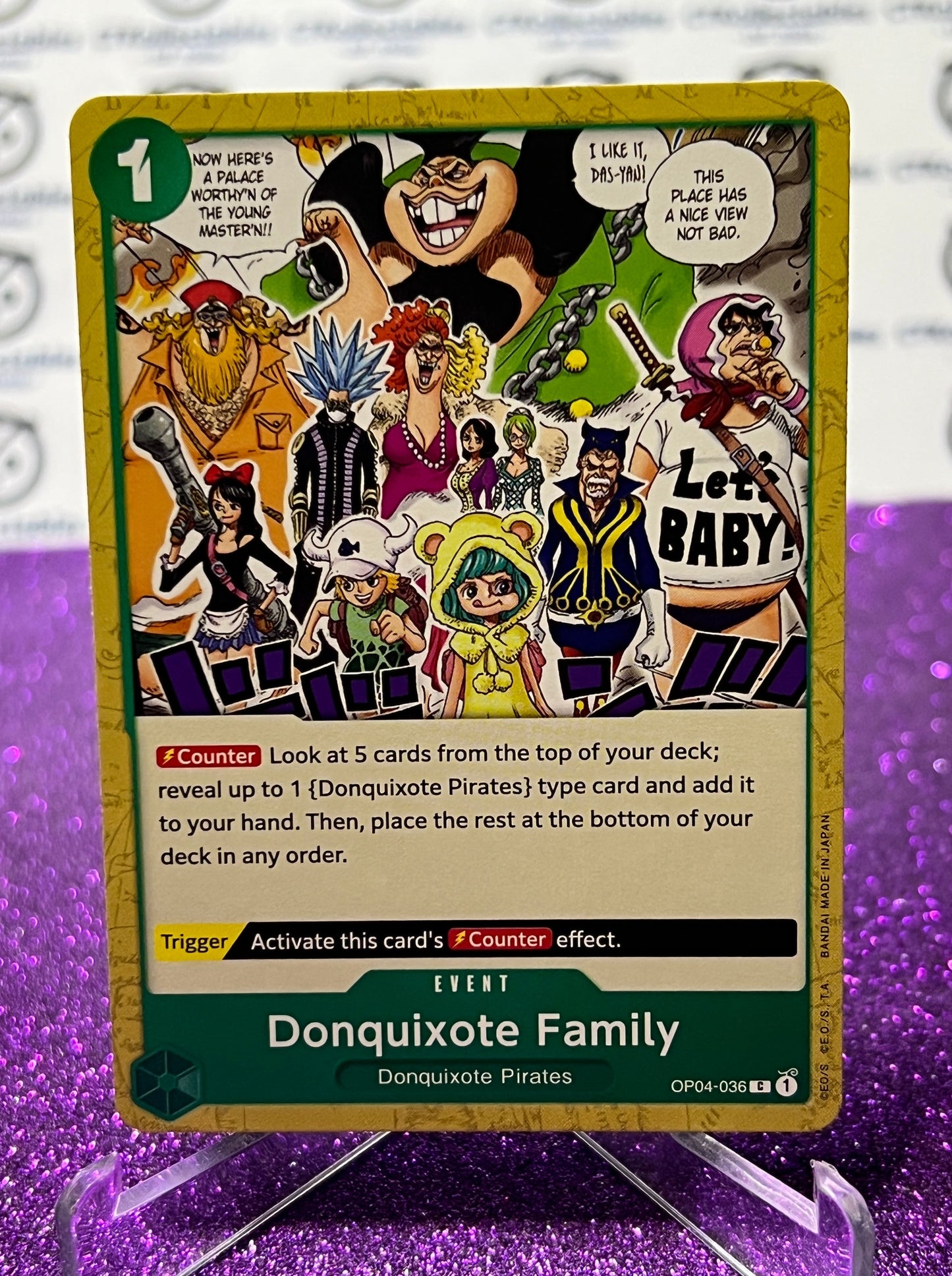 ONE PIECE DONQUIXOTE FAMILY # OP04-036  KINGDOMS OF INTRIGUE COMMON CARD 2023