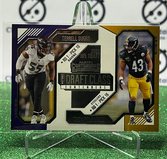 2024 PANINI CONTENDERS TERRELL SUGGS RAVENS / TROY POLAMALU STEELERS # 20 DRAFT CLASS NFL GRIDIRON CARD
