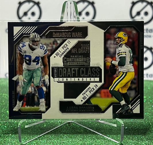 2024 PANINI CONTENDERS DEMARCUS WARE COWBYS / AARON RODGERS PACKERS # 22 DRAFT CLASS NFL GRIDIRON CARD