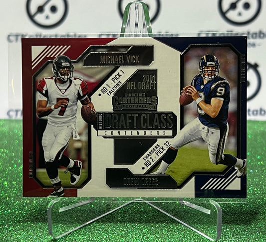2024 PANINI CONTENDERS MICHAEL VICK FALCONS/ DREW BREES CHARGERS # 19 DRAFT CLASS NFL GRIDIRON CARD