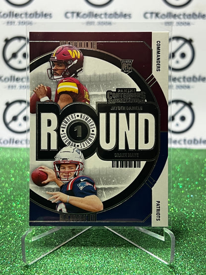 2024 PANINI CONTENDERS JAYDEN DANIELS COMMANDERS / DRAKE MAYE PATRIOTS # 1 RC ROUND NUMBERS NFL GRIDIRON CARD